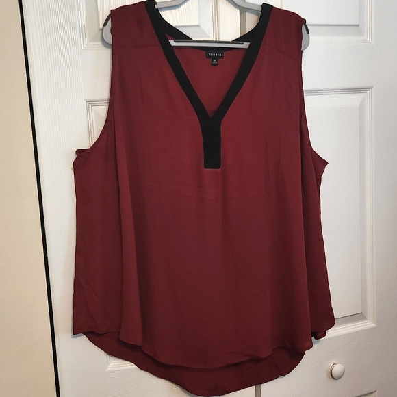 Torrid Georgette Sleeveless Tank Burgundy & Black 4X NWOT NEW - Picture 7 of 16
